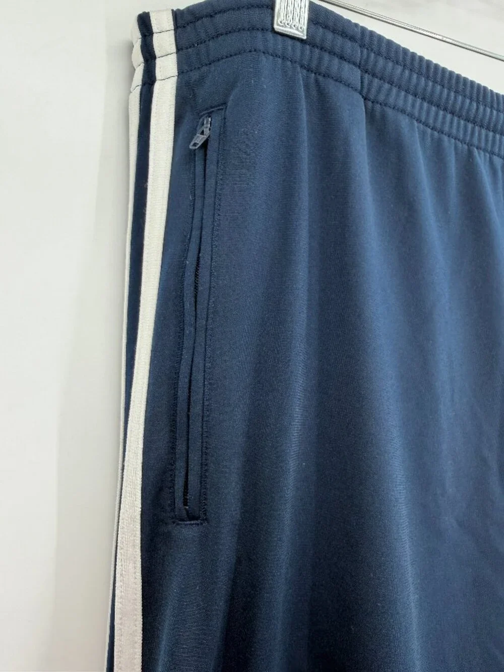 Adidas Originals Men's XL Navy 3 Stripe Track Pants Trefoil Logo Zip Pockets